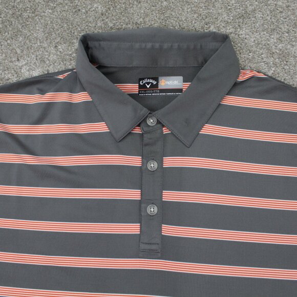 Callaway Polo Shirt Mens 2XL XXL Gray/Orange Striped Opti-Dri S/S Stretch Golf - Picture 5 of 12
